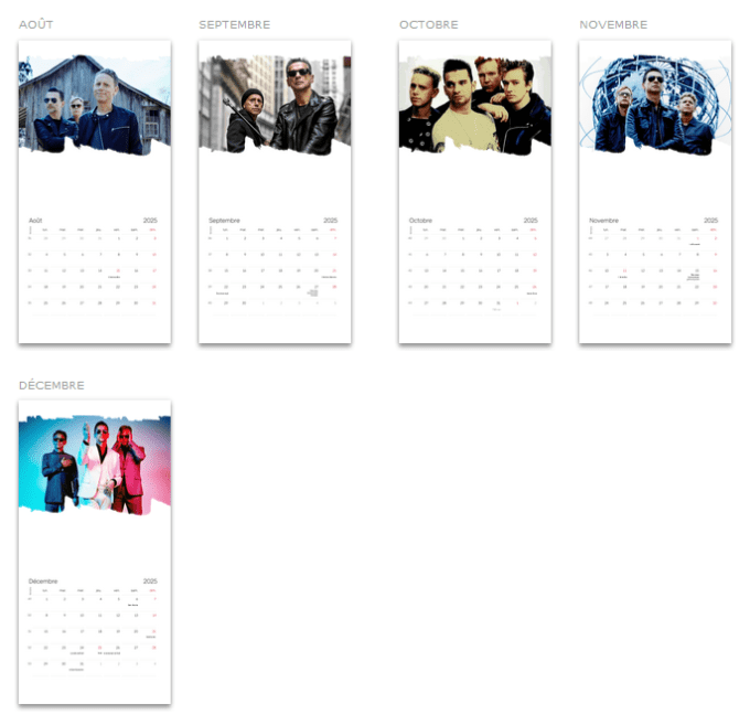 Calendrier: Depeche Mode 2025